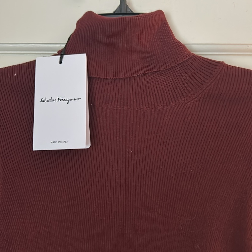 NWT Salvatore Ferragamo burgundy turtleneck sweater.